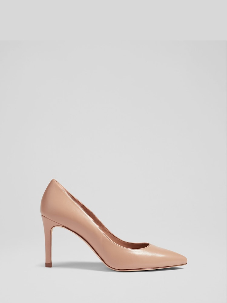 LK Bennett Natural Floret Leather Pointed Court Shoes - Image 1 of 4
