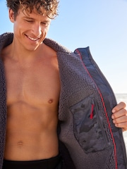Grey Camo Print Active Swim Changing Robe Lightweight Jacket - Image 10 of 20