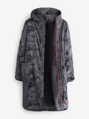 Grey Camo Print Active Swim Changing Robe Lightweight Jacket - Image 16 of 20