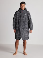 Grey Camo Print Active Swim Changing Robe Lightweight Jacket - Image 2 of 20