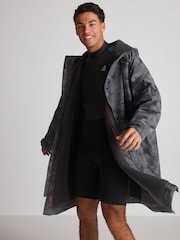 Grey Camo Print Active Swim Changing Robe Lightweight Jacket - Image 3 of 20
