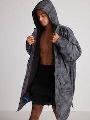 Grey Camo Print Active Swim Changing Robe Lightweight Jacket - Image 5 of 20