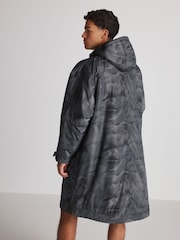 Grey Camo Print Active Swim Changing Robe Lightweight Jacket - Image 6 of 20