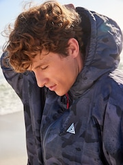 Grey Camo Print Active Swim Changing Robe Lightweight Jacket - Image 9 of 20