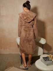 Threadbare Brown Longline Fleece Dressing Gown - Image 2 of 5