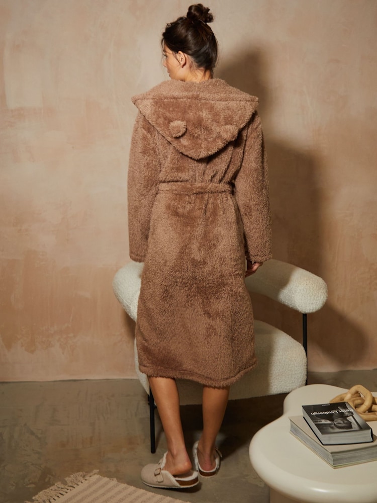Threadbare Brown Longline Fleece Dressing Gown - Image 2 of 5