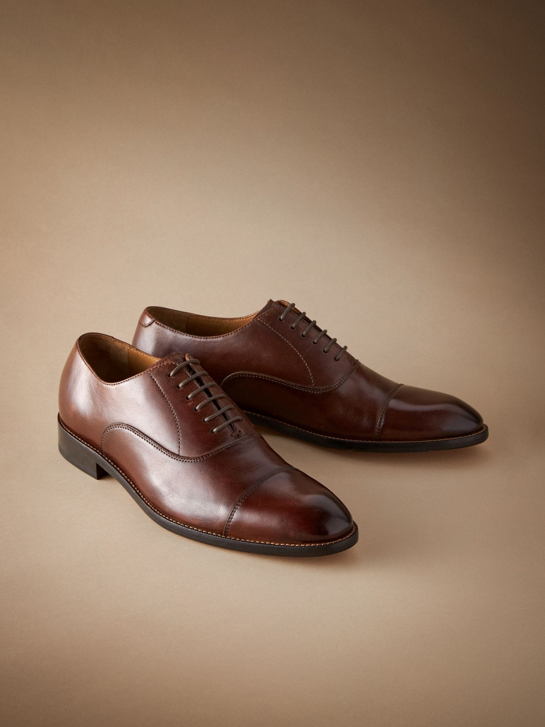 Buy Tan Brown Signature Leather Sole Oxford Toe Cap Shoes from Next Luxembourg