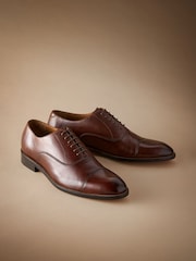 Tan Brown Signature Leather Sole Oxford Toe Cap Shoes - Image 1 of 5