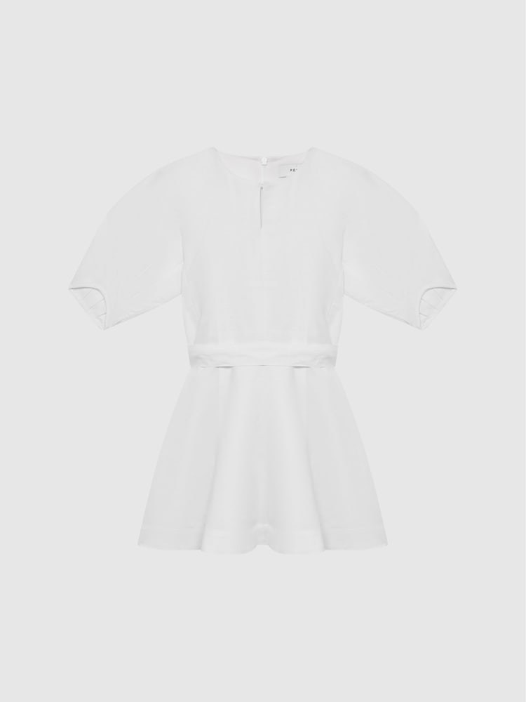 Reiss Ivory Freeda 4-9 yrs Heart Print Linen Mini Dress - Image 2 of 7