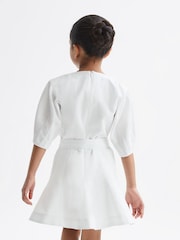 Reiss Ivory Freeda 4-9 yrs Heart Print Linen Mini Dress - Image 5 of 7