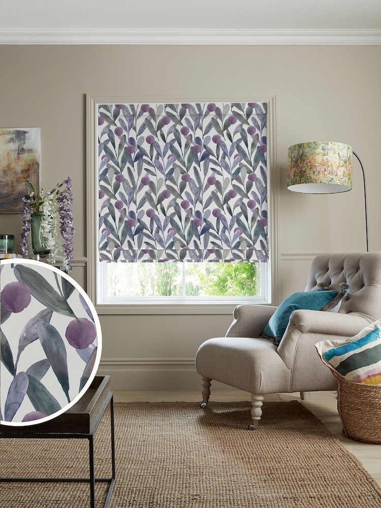 Voyage Violet Grey Enso Made to Measure Roman Blind - Image 1 of 6