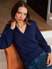 Pour Moi Dark Blue Elle Knit Ballet Jumper - Image 2 of 5