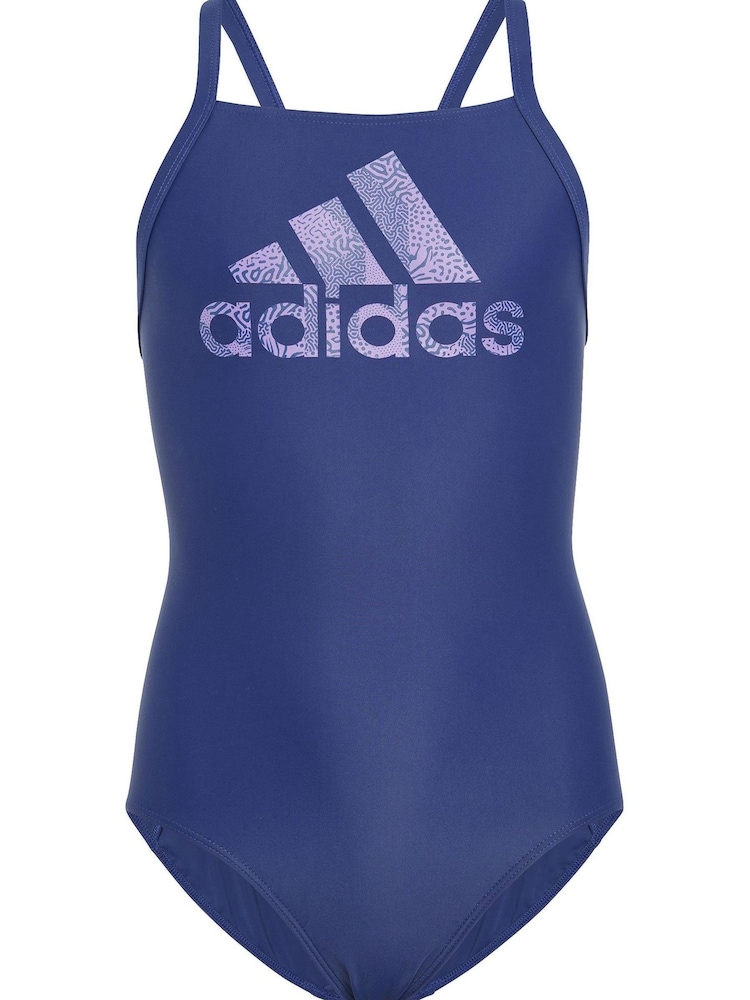 adidas Blue Junior Big Logo Swimsuit - Image 1 of 5