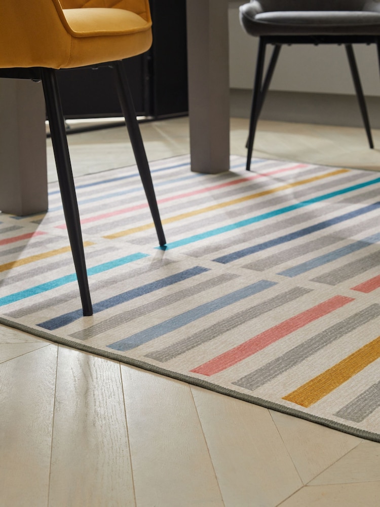 Multi Washable Erica Stripe Rug - Image 2 of 7
