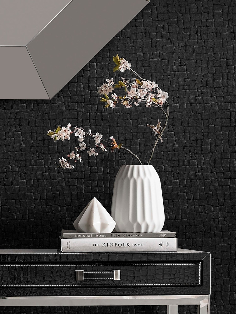 Graham & Brown Black Serpentine 10M Wallpaper - Image 1 of 3