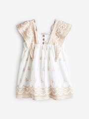 Weiss/Creme - Baumwollkleid mit Lochstickerei (3 Monate bis 8 Jahre) - Bild 6 von 9