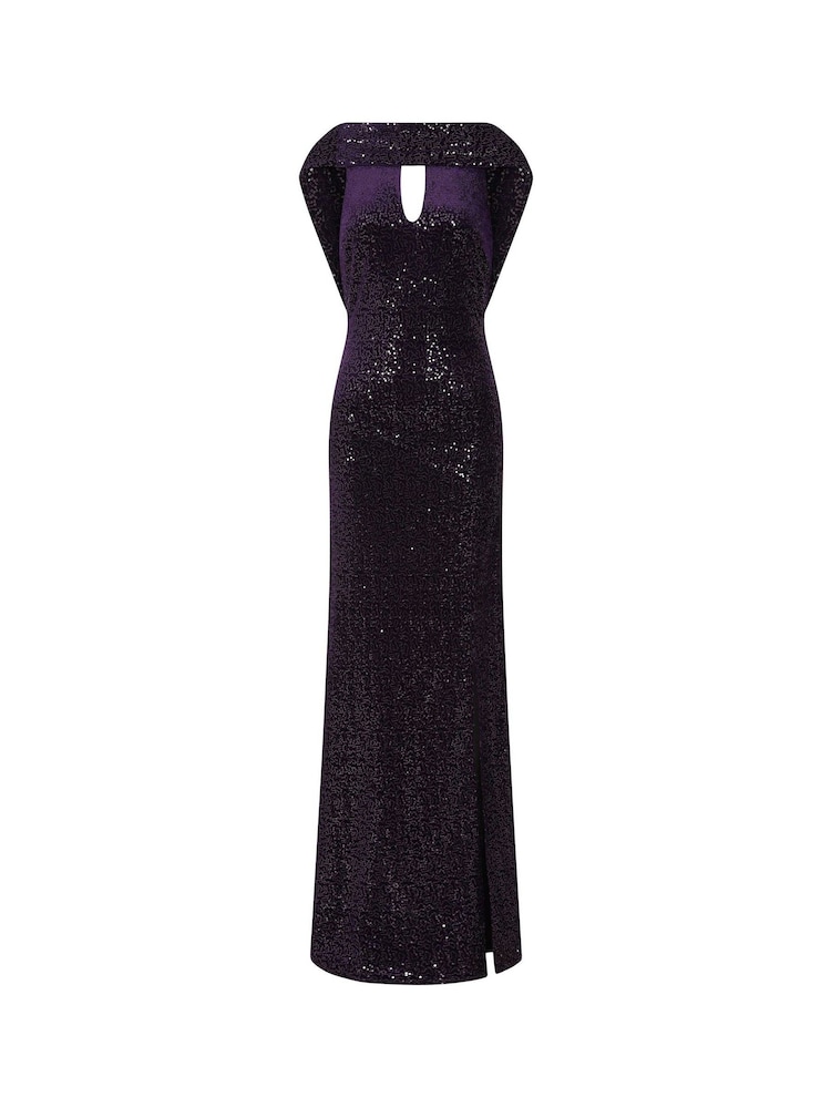 Hot Squash Purple Cowl Back Maxi Velvet Dress - Image 3 of 3 Hot Squash Purple Cowl Back Maxi Velvet Dress - Image 3 of 3
