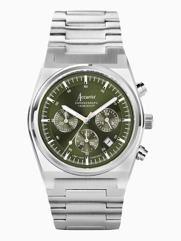 Accurist Mens Silver Tone Origin Stainless Steel Bracelet Chronograph Watch - Image 1 of 6