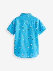 Blue Boat Print Short Sleeve Linen Cotton Shirt (3mths-7yrs) - Image 5 of 5