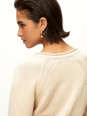 Nevtralna rjava - 100% Bombaž Roll Edge Pocket Detail Cardigan - Slika 5 iz 7