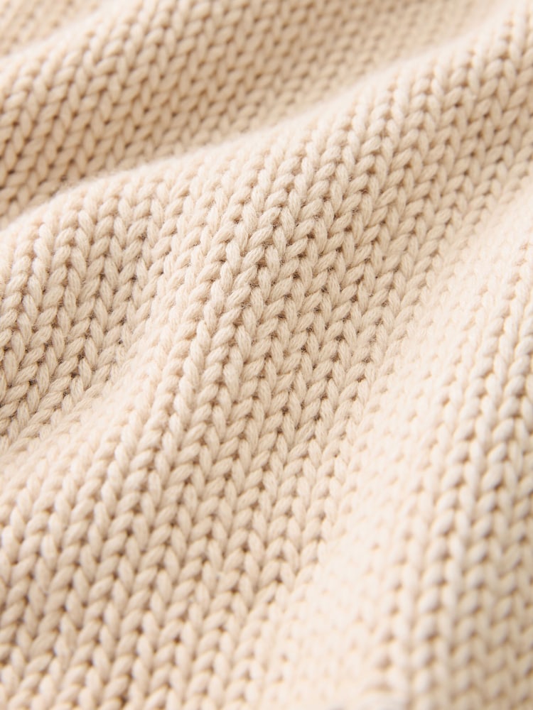 Nevtralna rjava - 100% Bombaž Roll Edge Pocket Detail Cardigan - Slika 7 iz 7