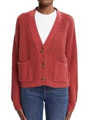 Esprit Orange Terracotta Chunky-Knit Cotton Blend Cardigan - Image 1 of 7