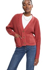 Esprit Orange Terracotta Chunky-Knit Cotton Blend Cardigan - Image 4 of 7