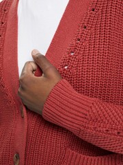 Esprit Orange Terracotta Chunky-Knit Cotton Blend Cardigan - Image 5 of 7