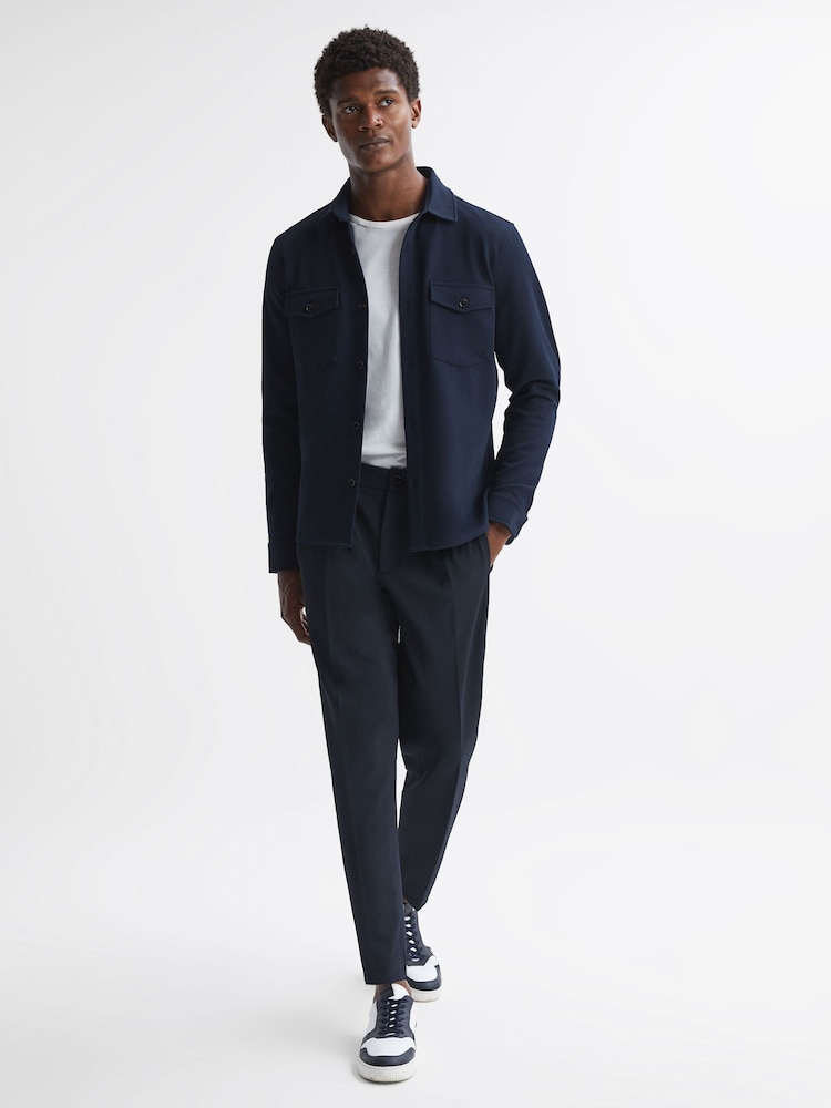 Reiss Navy Heron Tapered Trousers - Image 1 of 4