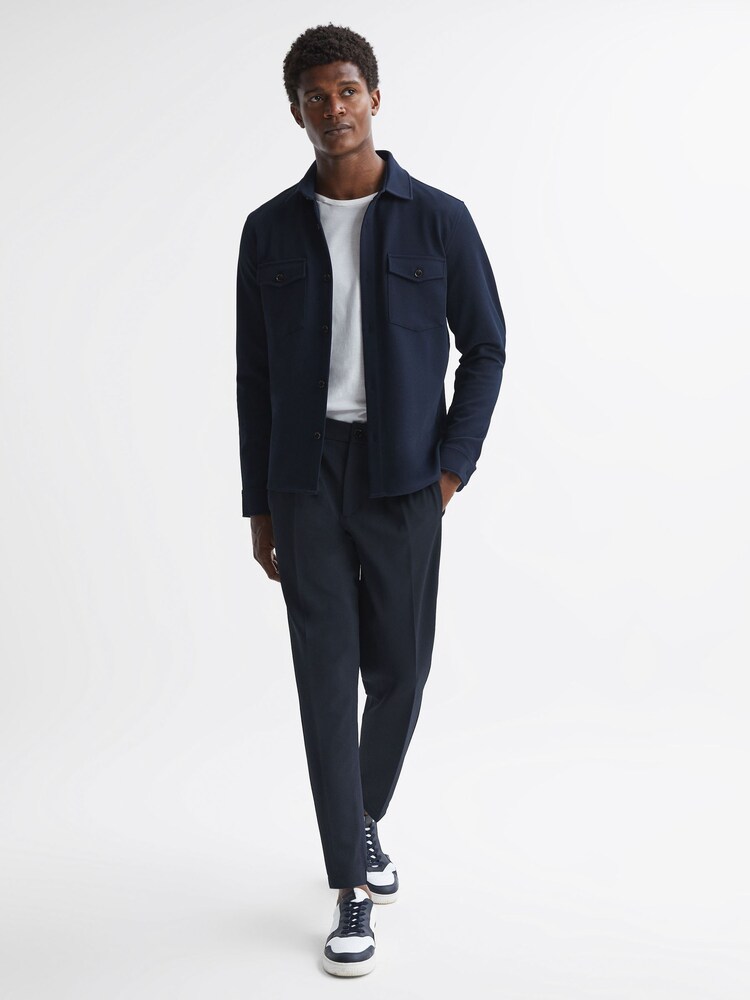 Reiss Navy Heron Tapered Trousers - Image 1 of 4 Reiss Navy Heron Tapered Trousers - Image 1 of 4
