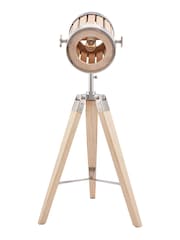 Pacific Natural Wood And Silver Tripod Table Lamp - Image 2 of 4