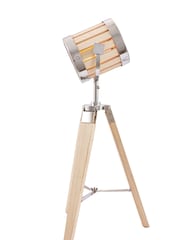Pacific Natural Wood And Silver Tripod Table Lamp - Image 3 of 4