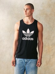 adidas Originals Black Adicolor Classics Trefoil 100% Cotton Tank Top - Image 1 of 7
