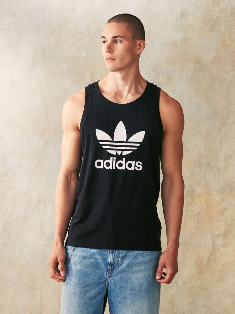 adidas Originals Black Adicolor Classics Trefoil 100% Cotton Tank Top - Image 1 of 7
