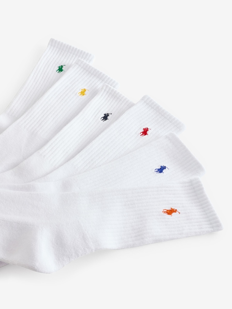 Polo Ralph Lauren Off White Cotton Crew Socks 6 Pack - Image 2 of 9