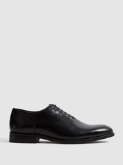 Reiss Black Bay Leather Whole Cut Shoes - Image 1 of 6
