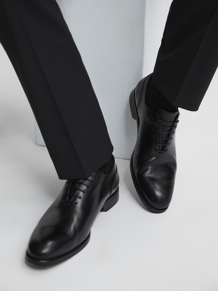 Reiss Black Bay Leather Whole Cut Shoes - Image 2 of 6