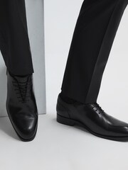 Reiss Black Bay Leather Whole Cut Shoes - Image 4 of 6