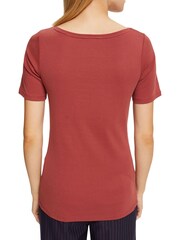Esprit Orange Terracotta Rhinestones Logo 100% Cotton T-Shirt - Image 2 of 7