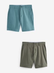 Blue/Green 2 Pack Stretch Chino Shorts - Image 7 of 12