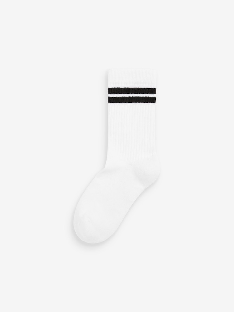 Blanco/azul/rojo - Pack de 5 calcetines de alto contenido en algodón con diseño ribeteado de canalé y plantilla acolchada - Imagen 2 de 6 Blanco/azul/rojo - Pack de 5 calcetines de alto contenido en algodón con diseño ribeteado de canalé y plantilla acolchada - Imagen 2 de 6