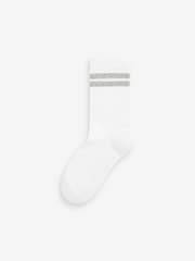 Blanco/azul/rojo - Pack de 5 calcetines de alto contenido en algodón con diseño ribeteado de canalé y plantilla acolchada - Imagen 3 de 6
