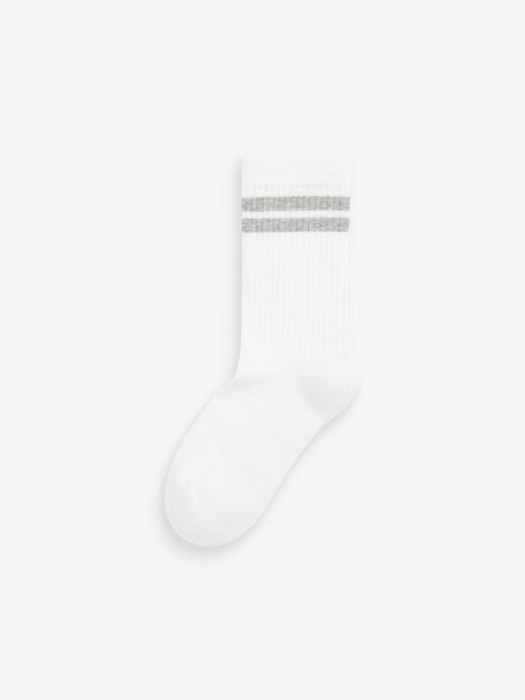 White/Blue/Red Cushioned Footbed Cotton Rich Ribbed Tipped Socks 5 Pack - Image 3 of 6