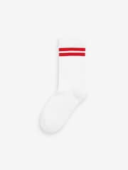 Blanco/azul/rojo - Pack de 5 calcetines de alto contenido en algodón con diseño ribeteado de canalé y plantilla acolchada - Imagen 6 de 6