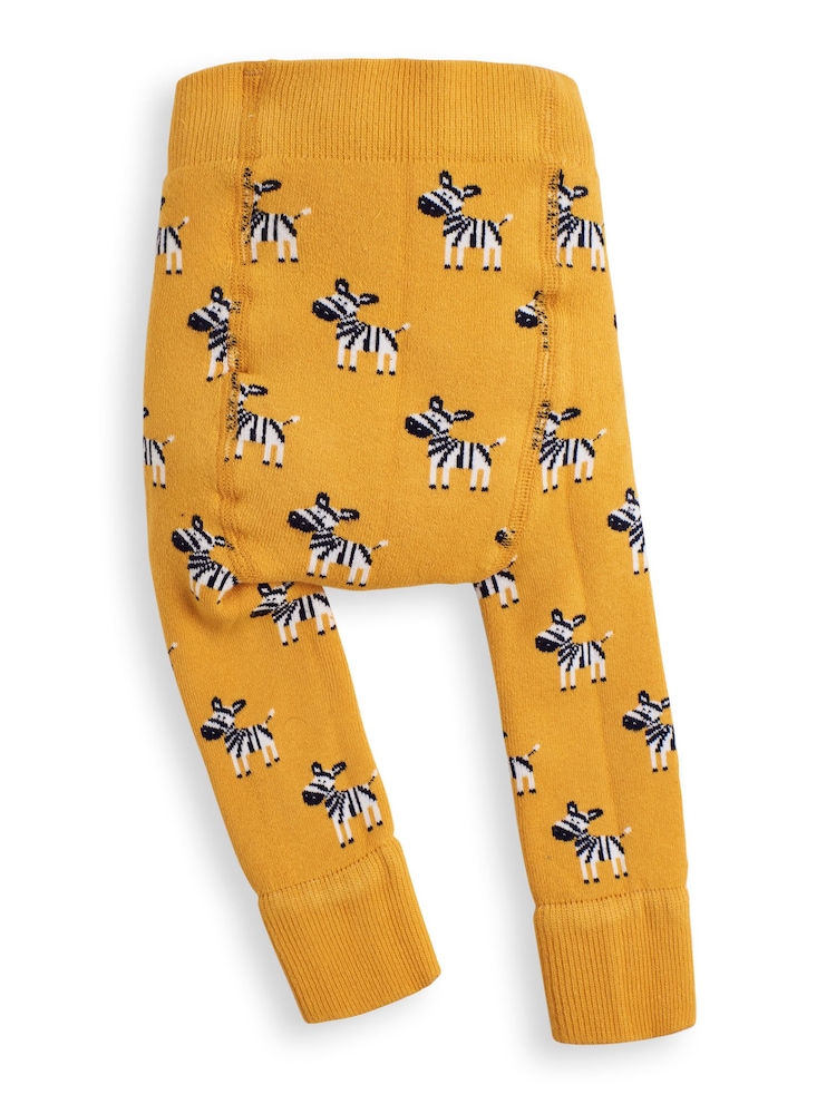 JoJo Maman Bébé Mustard Yellow Zebra Extra Thick Baby Leggings - Image 3 of 3