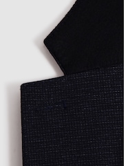 Reiss Navy Sob Single Breasted Jersey Textured Slim Fit Blazer - Image 10 of 10