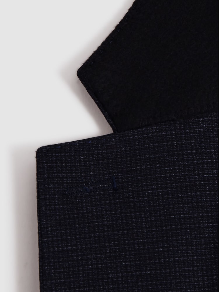 Reiss Navy Sob Single Breasted Jersey Textured Slim Fit Blazer - Image 10 of 10