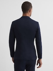 Reiss Navy Sob Single Breasted Jersey Textured Slim Fit Blazer - Image 5 of 10