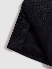 Reiss Navy Sob Single Breasted Jersey Textured Slim Fit Blazer - Image 9 of 10