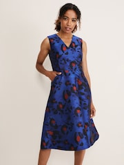 Phase Eight Blue Clarisse Print Jacquard Dress - Image 1 of 6